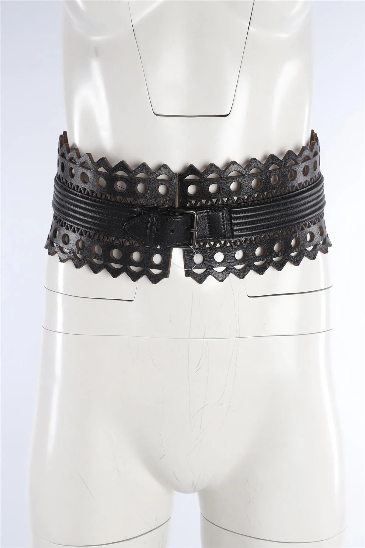 ALAÏA BLACK LEATHER WAIST BELT 75 CM - Image 7