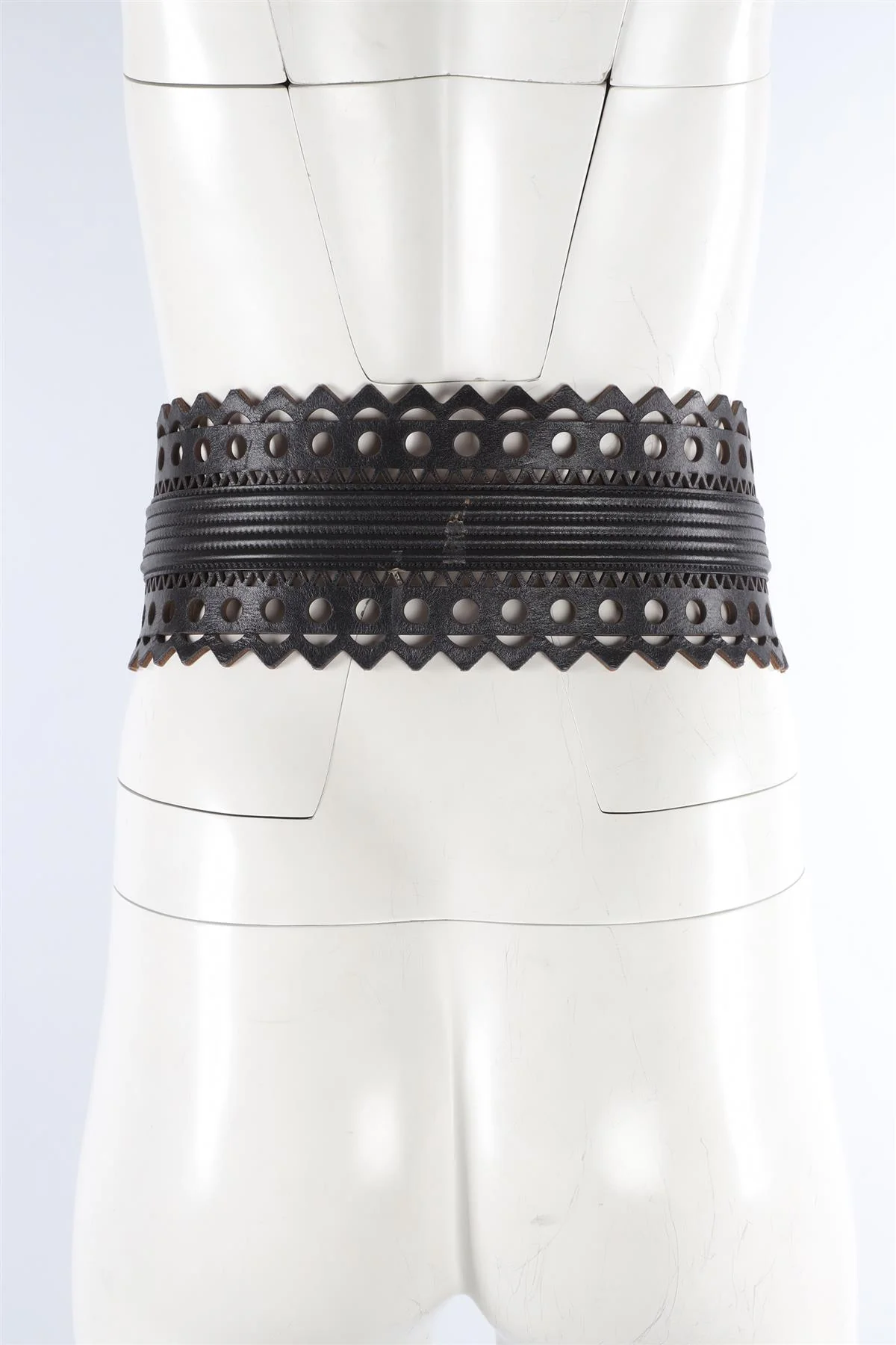 ALAÏA BLACK LEATHER WAIST BELT 75 CM - Image 8