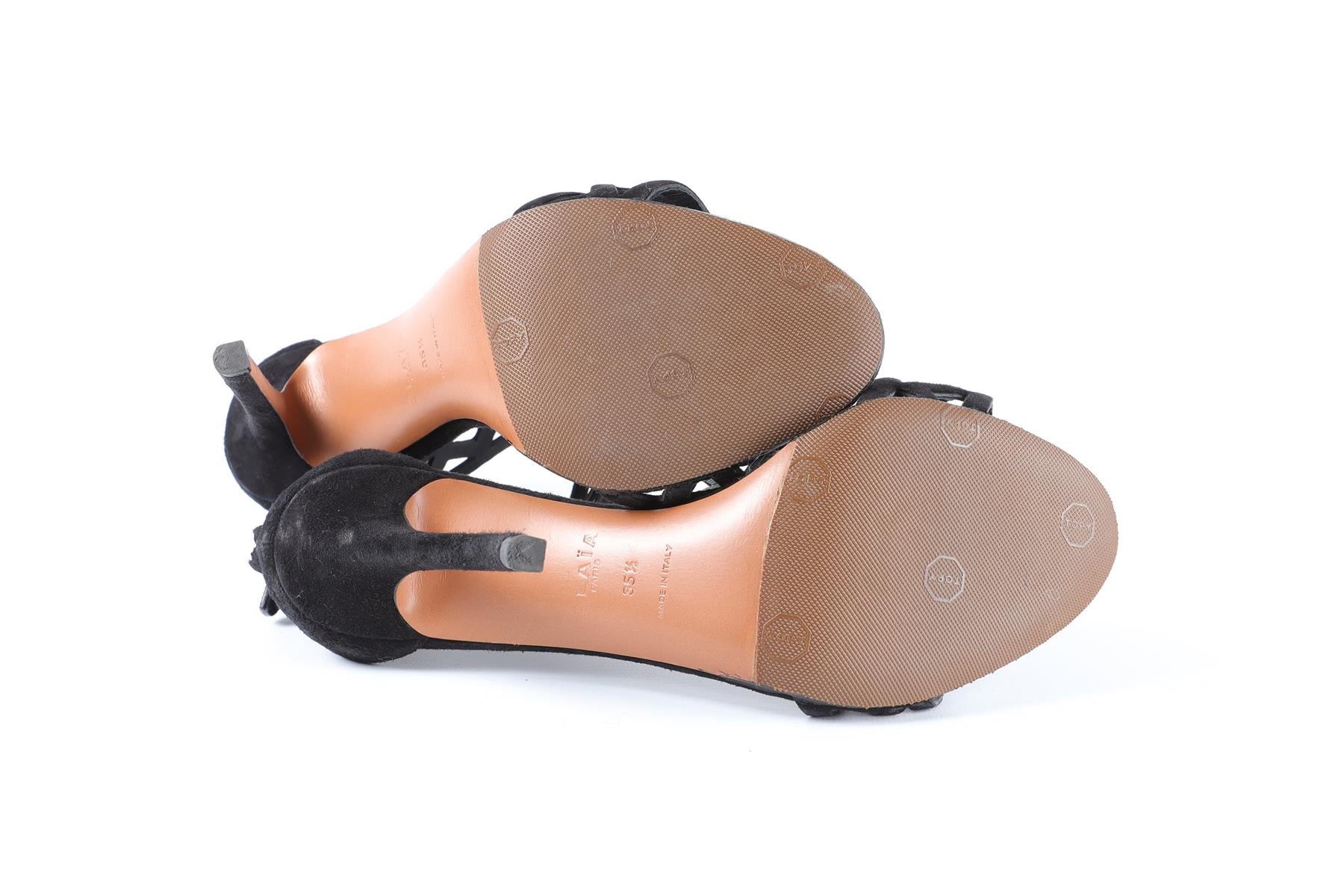 ALAÏA BLACK SUEDE SANDALS EU 35.5 UK 2.5 US 5.5 - Image 6