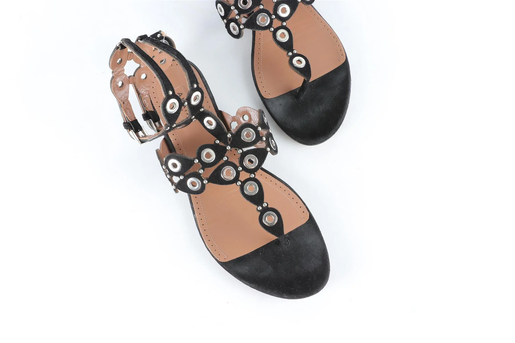 ALAÏA BLACK SUEDE SANDALS EU 38 UK 5 US 8 - Image 4