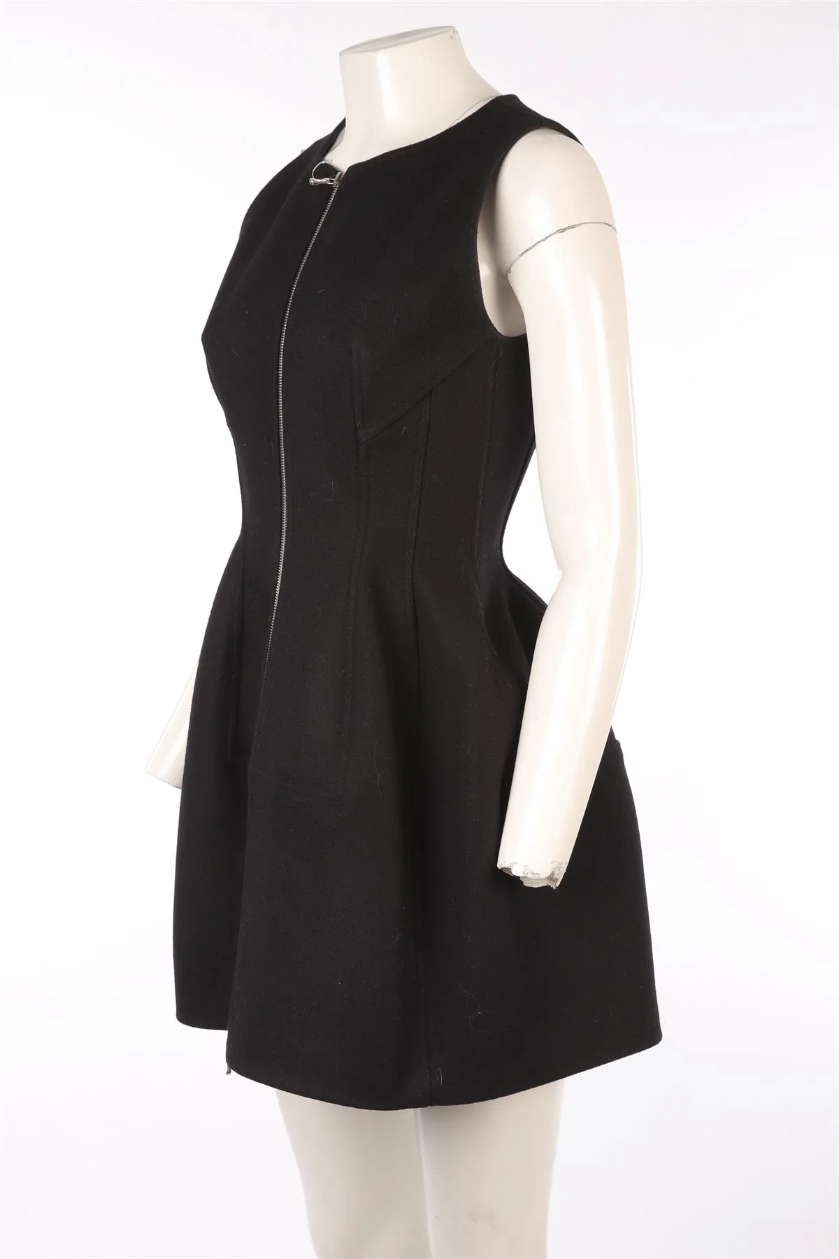 ALAÏA BLACK WOOL MINI DRESS FR 42 UK 14 - Image 3
