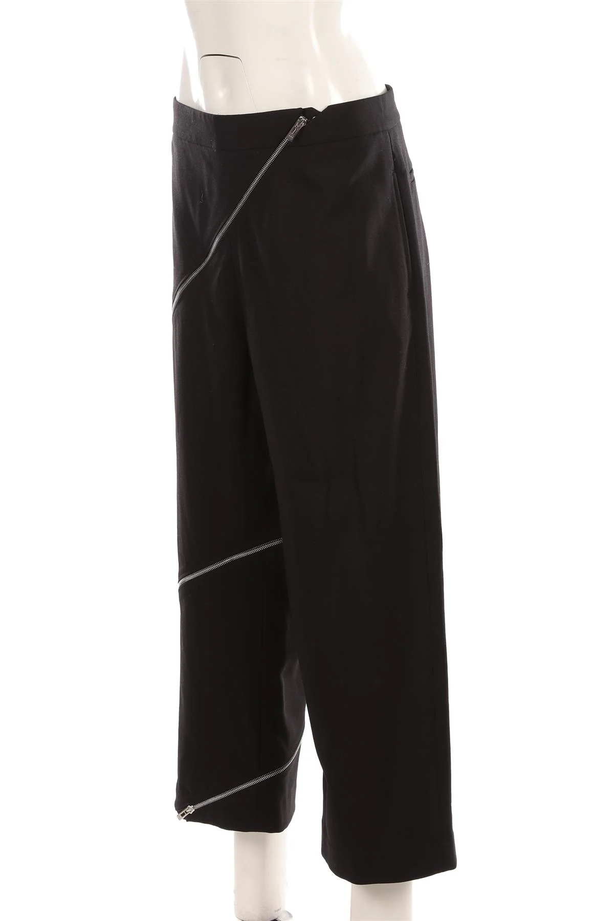 ALAÏA BLACK WOOL WIDE LEG PANTS FR 42 UK 14 - Image 3