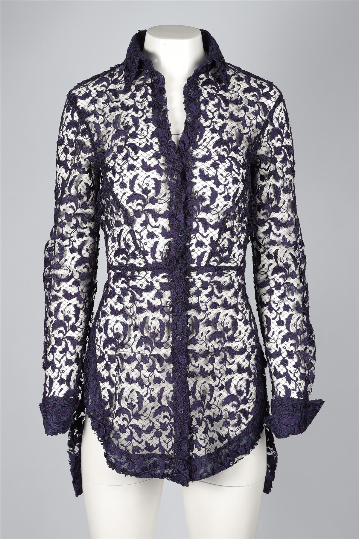 ALAÏA BLUE LACE MINI DRESS FR 34 UK 6 - Image 2