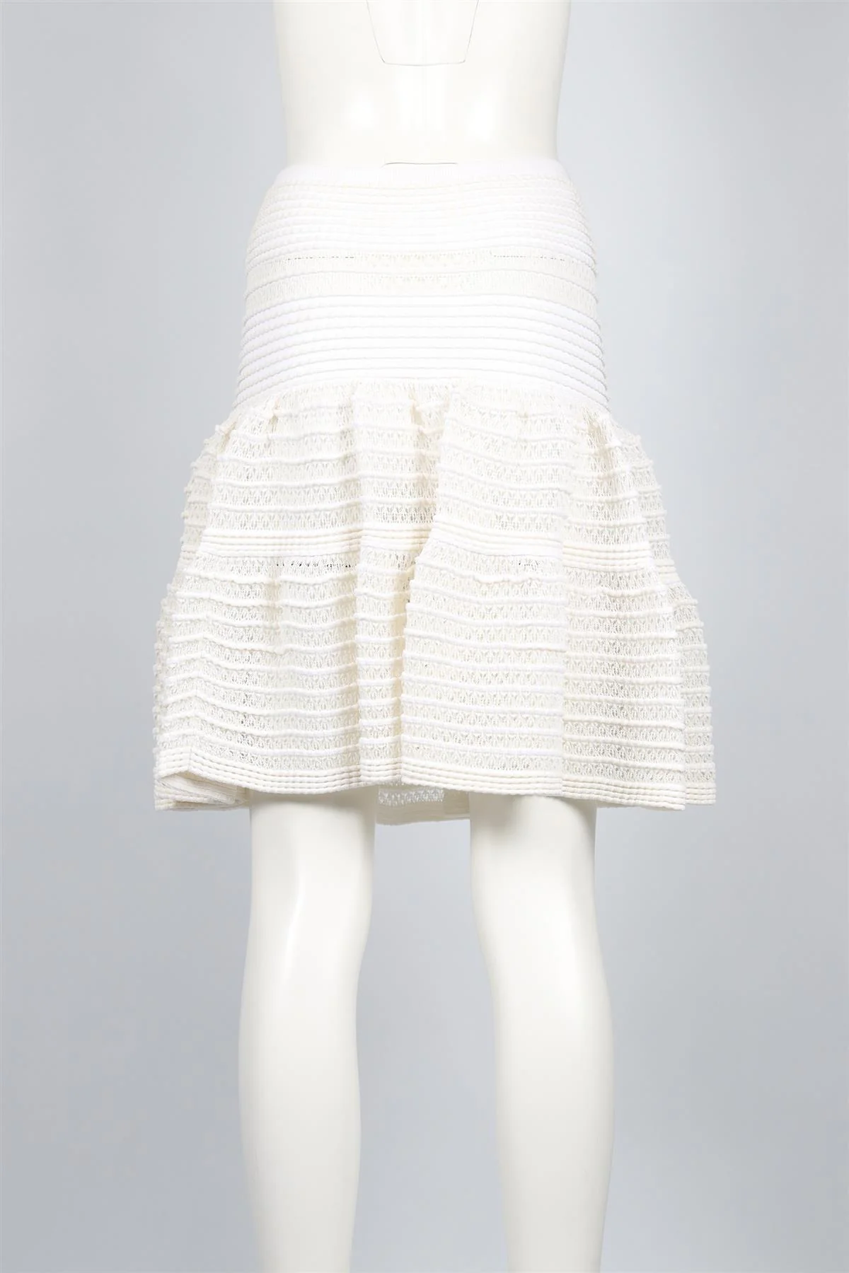 ALAÏA CREAM COTTON BLEND MINI SKIRT XSMALL - Image 4