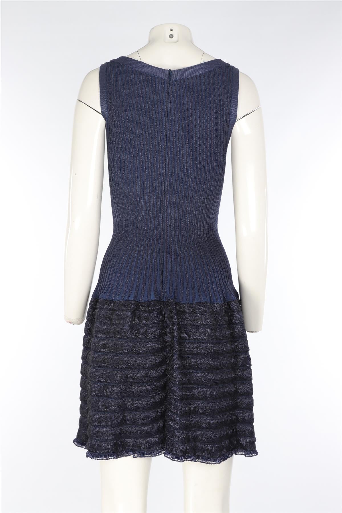 ALAÏA NAVY KNIT MINI DRESS FR 38 UK 10 - Image 4