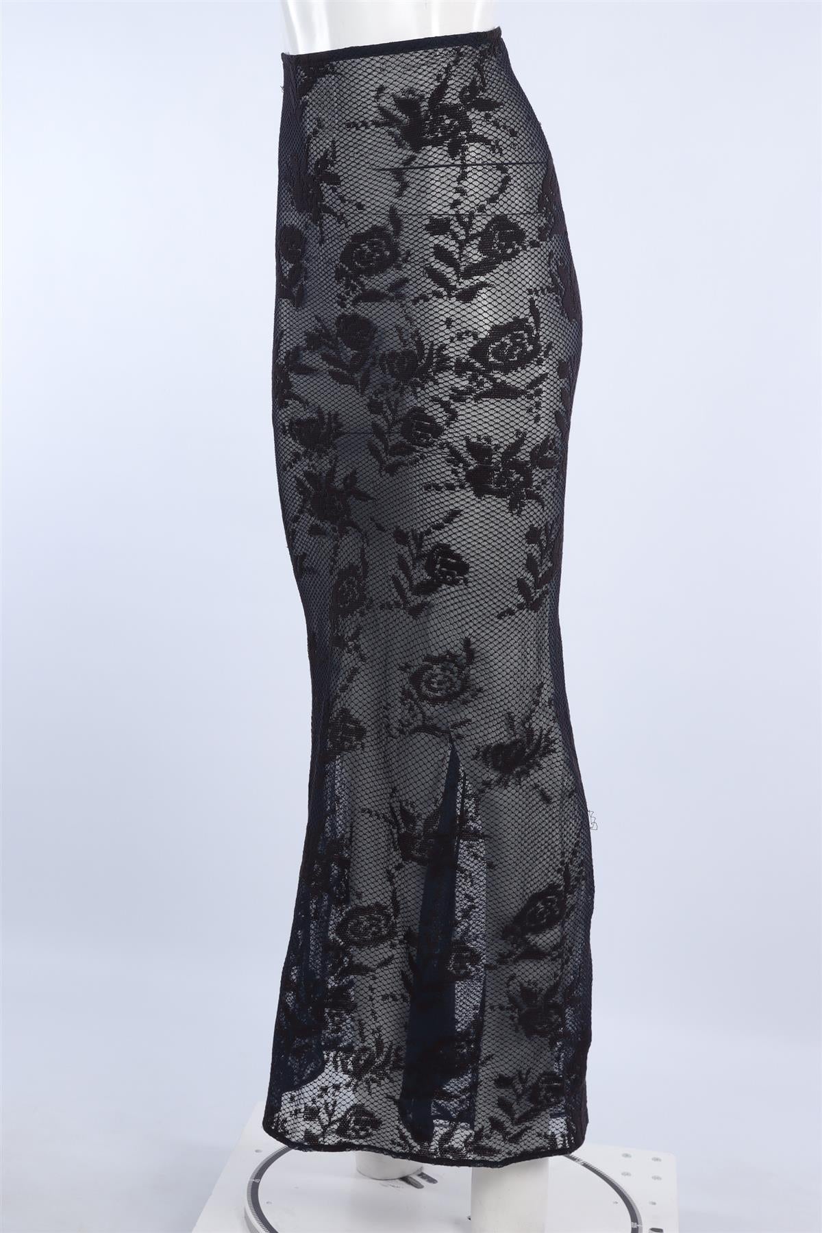 ALAÏA NAVY LACE MAXI SKIRT FR 36 UK 8 - Image 3