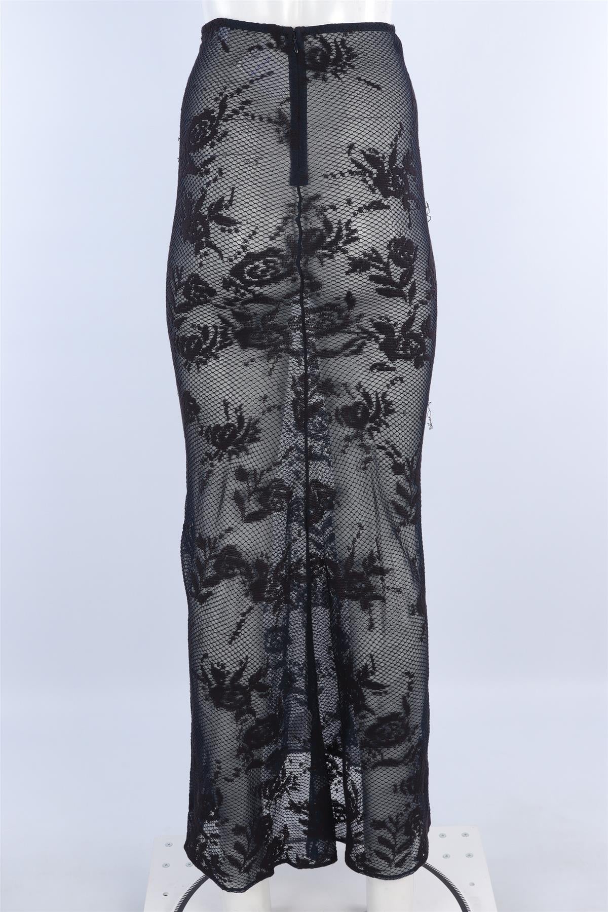ALAÏA NAVY LACE MAXI SKIRT FR 36 UK 8 - Image 4