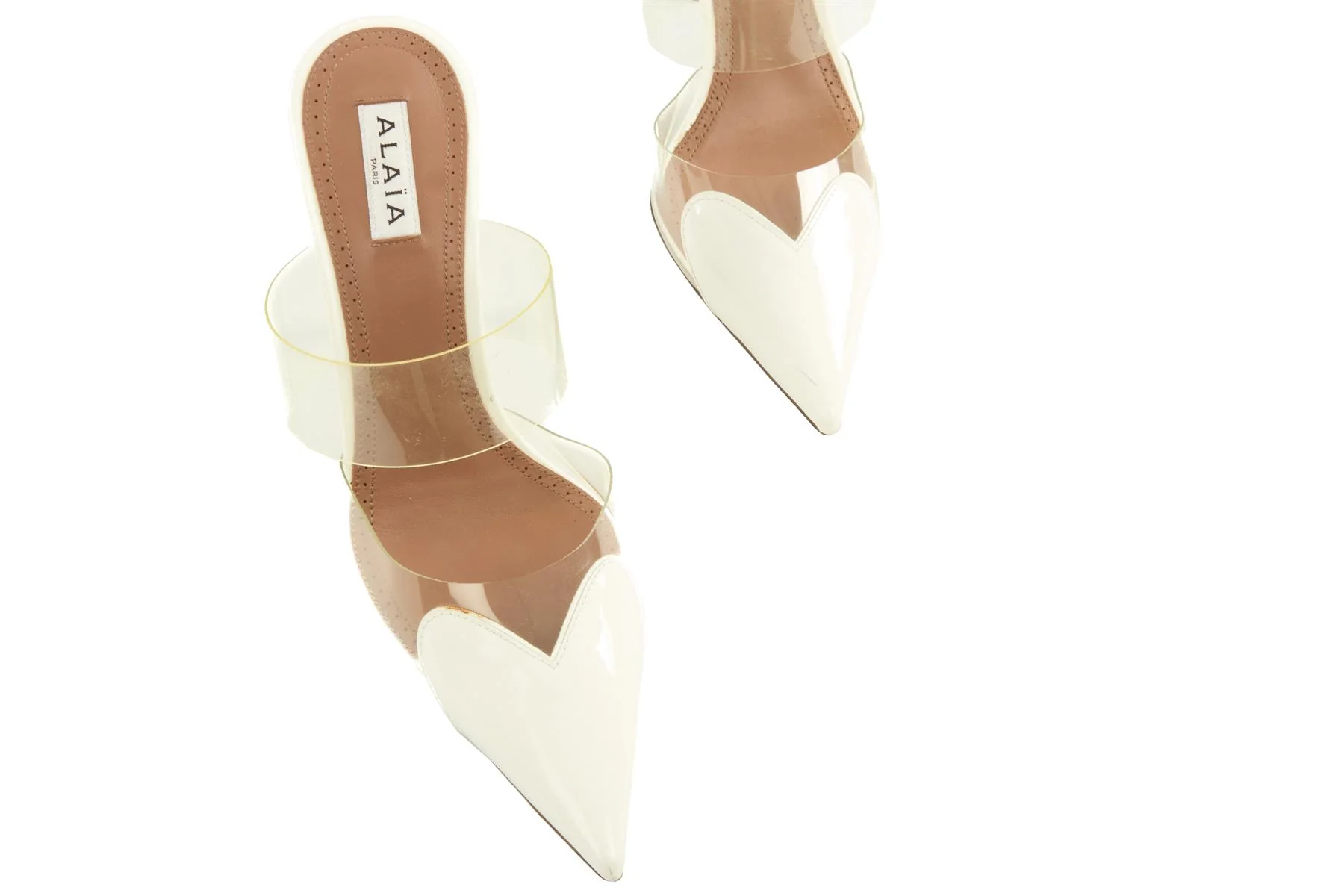 ALAÏA WHITE CŒUR PATENT LEATHER MULES EU 39 UK 6 US 9 - Image 4