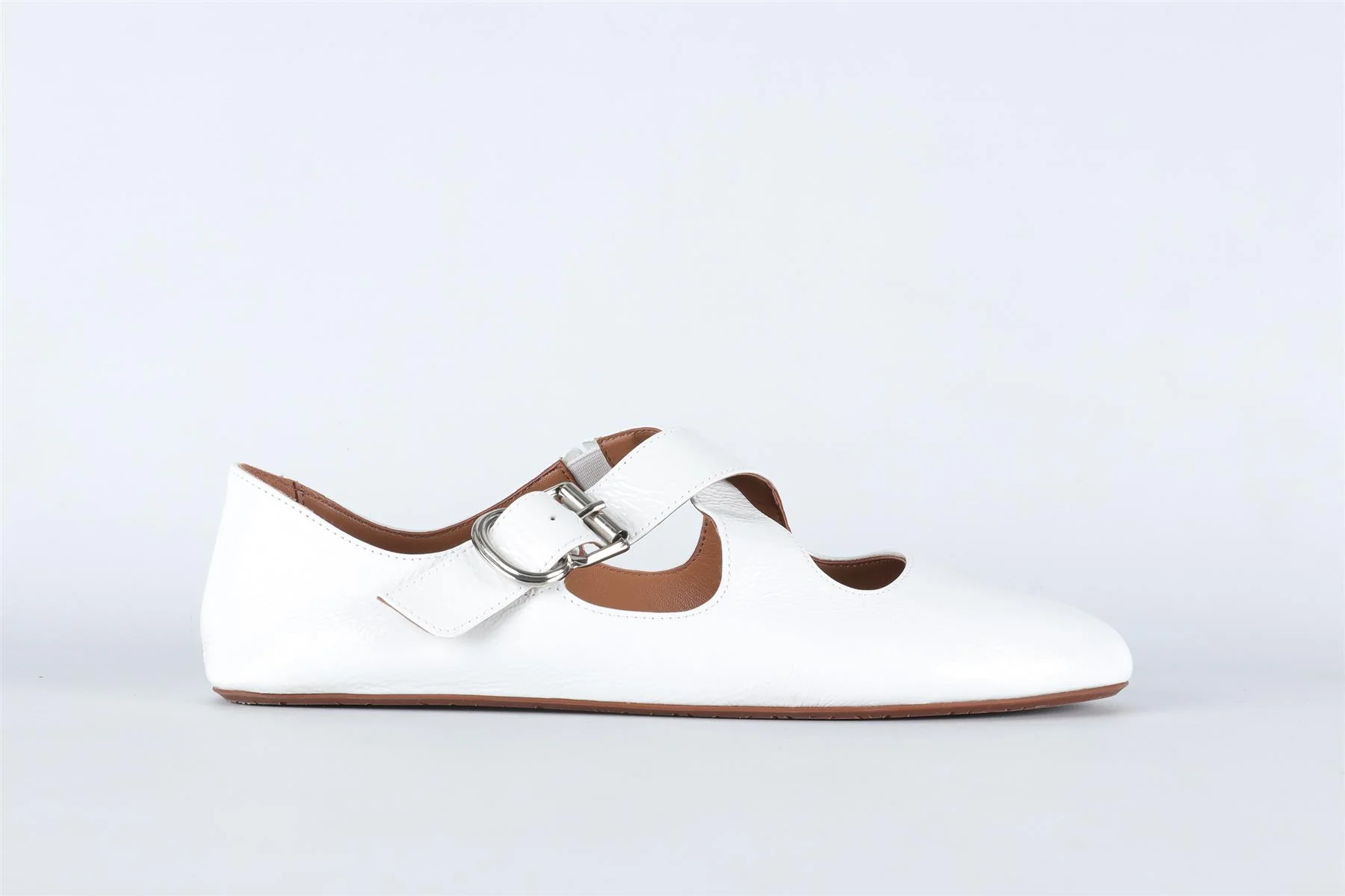 ALAÏA WHITE CRISS CROSS LEATHER BALLET FLATS EU 38.5 UK 5.5 US 8.5 - Image 2