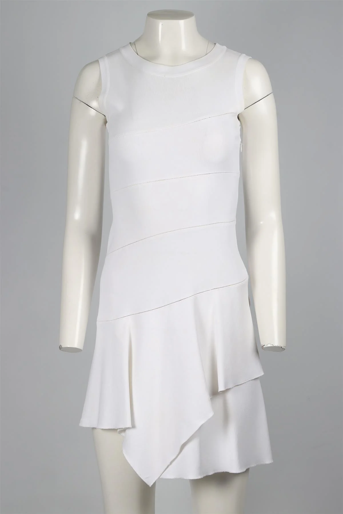 ALAÏA WHITE KNIT MINI DRESS FR 38 UK 10 - Image 2