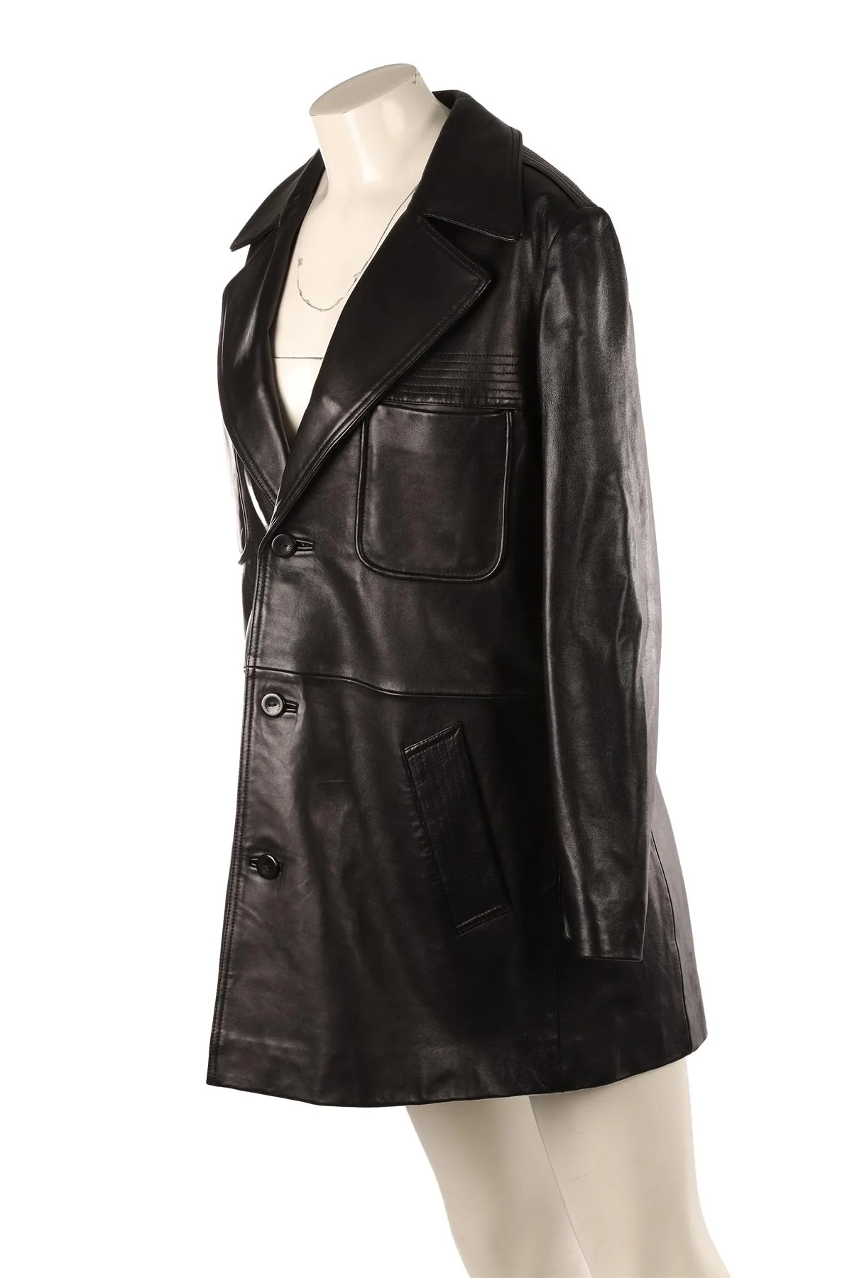 ALBERTA FERRETTI BLACK LEATHER COAT IT 44 - Image 3