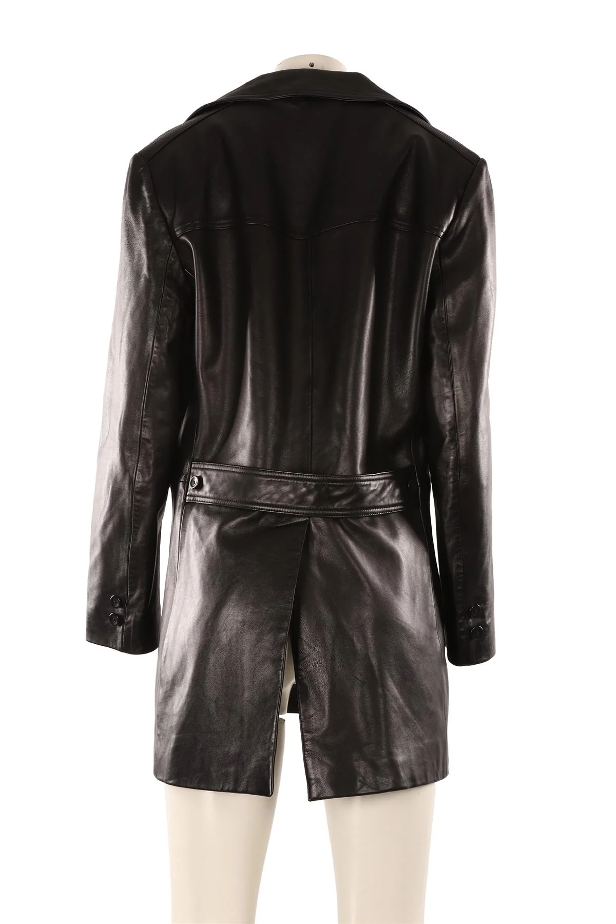 ALBERTA FERRETTI BLACK LEATHER COAT IT 44 - Image 4