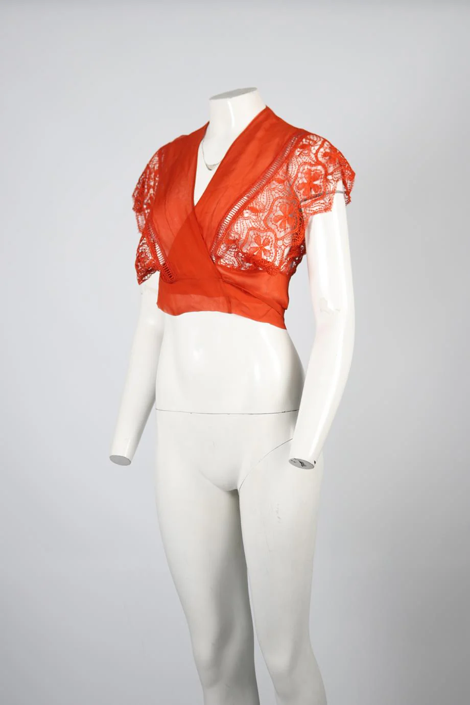 ALBERTA FERRETTI CROPPED LACE AND SILK TOP MEDIUM - Image 3