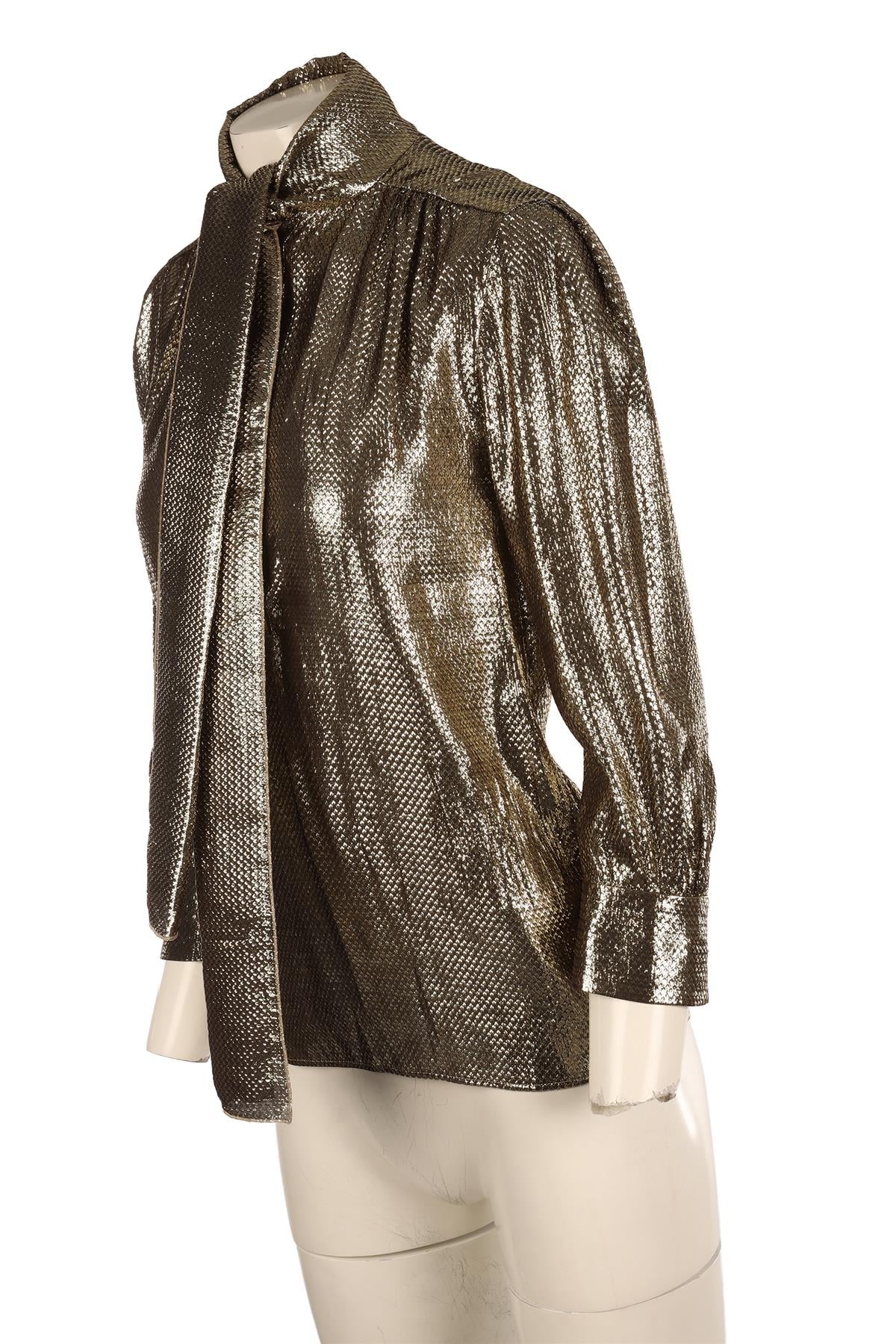 ALBERTA FERRETTI GOLD SILK TOP IT 38 UK 6 - Image 3