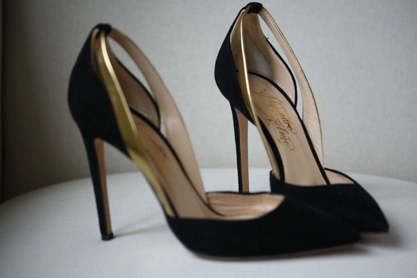 ALEJANDRO INGELMO FLAVIA D'ORSAY SIGNED BLACK SUEDE HEELS EU 37 UK 4 US 7 - Image 3