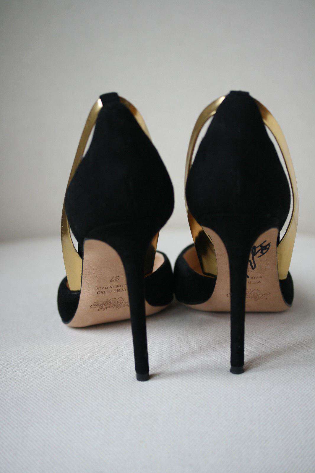 ALEJANDRO INGELMO FLAVIA D'ORSAY SIGNED BLACK SUEDE HEELS EU 37 UK 4 US 7 - Image 4