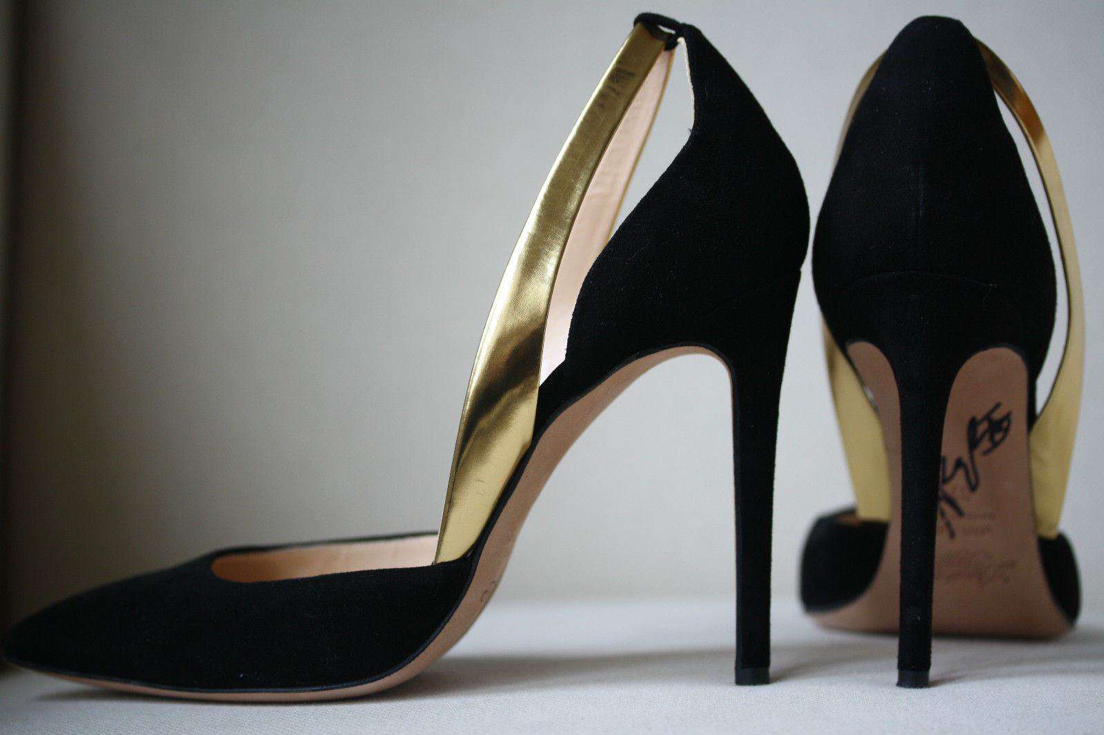 ALEJANDRO INGELMO FLAVIA D'ORSAY SIGNED BLACK SUEDE HEELS EU 37 UK 4 US 7 - Image 7