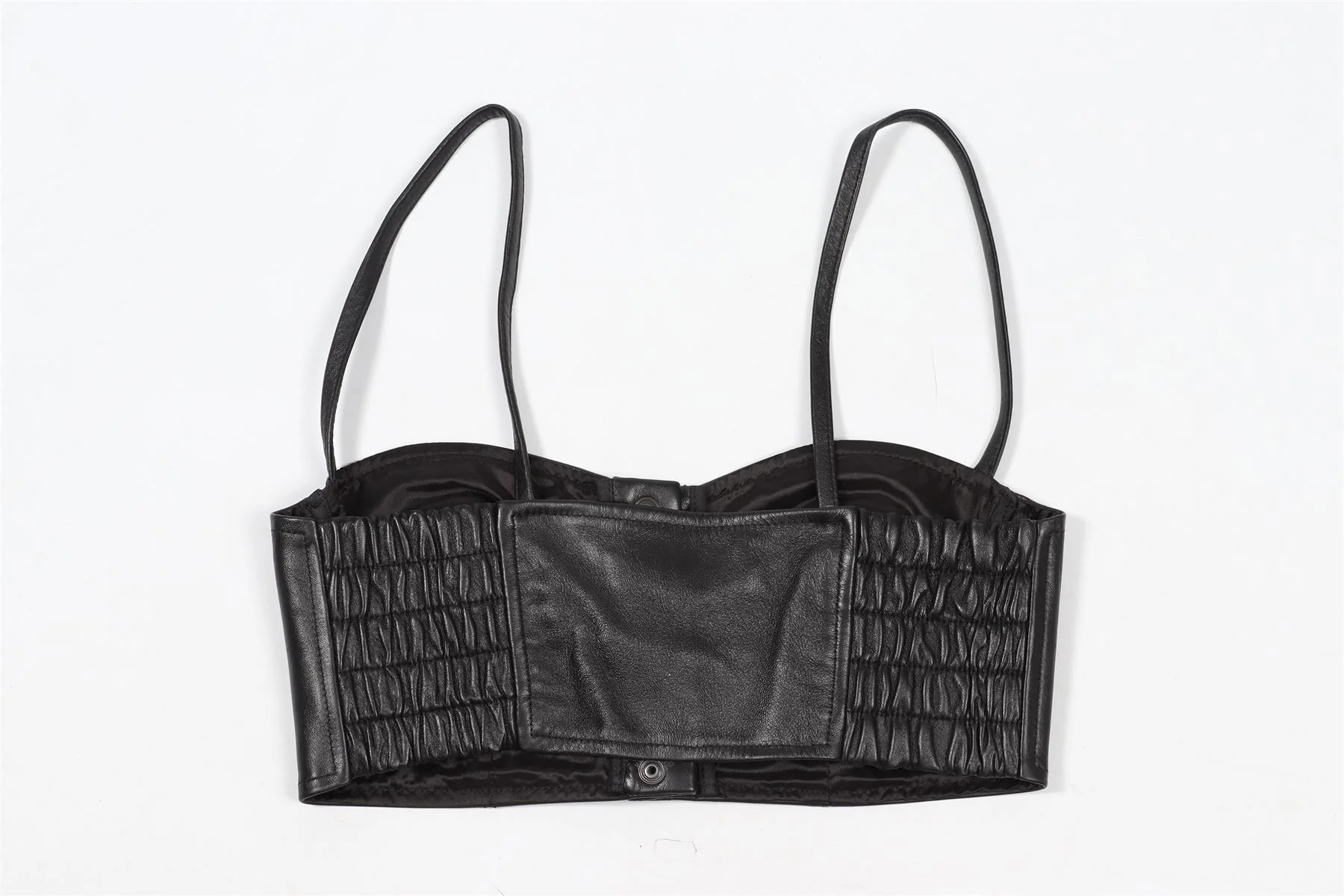 ALESSANDRA RICH BLACK CROPPED LEATHER TOP IT 40 UK 8 - Image 4
