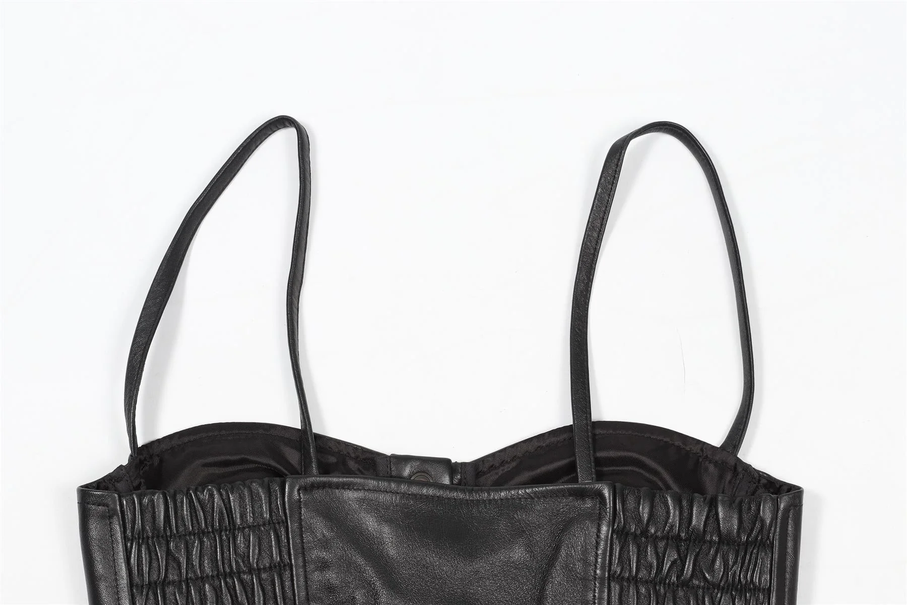 ALESSANDRA RICH BLACK CROPPED LEATHER TOP IT 40 UK 8 - Image 5