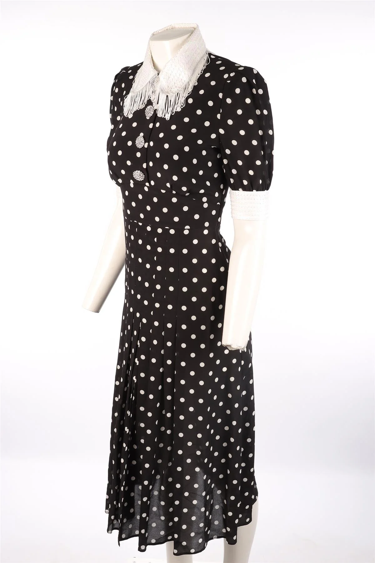 ALESSANDRA RICH BLACK SILK MIDI DRESS IT 38 UK 6 - Image 3