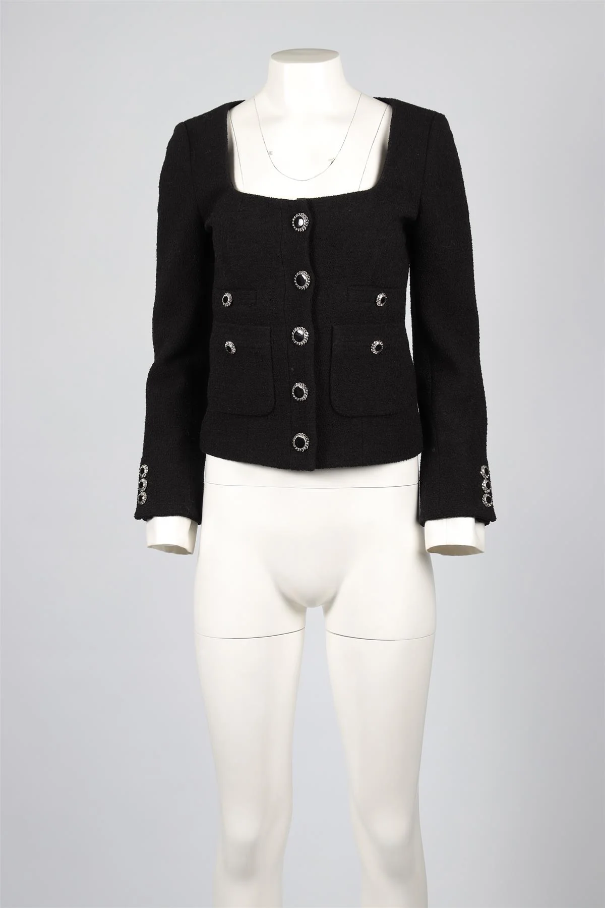 ALESSANDRA RICH BLACK WOOL JACKET IT 40 UK 8 - Image 2