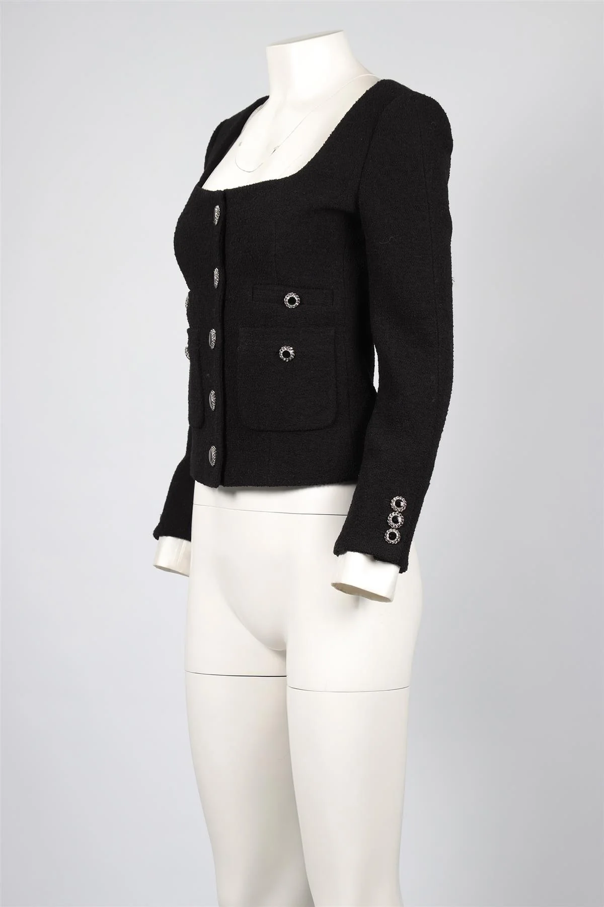 ALESSANDRA RICH BLACK WOOL JACKET IT 40 UK 8 - Image 3