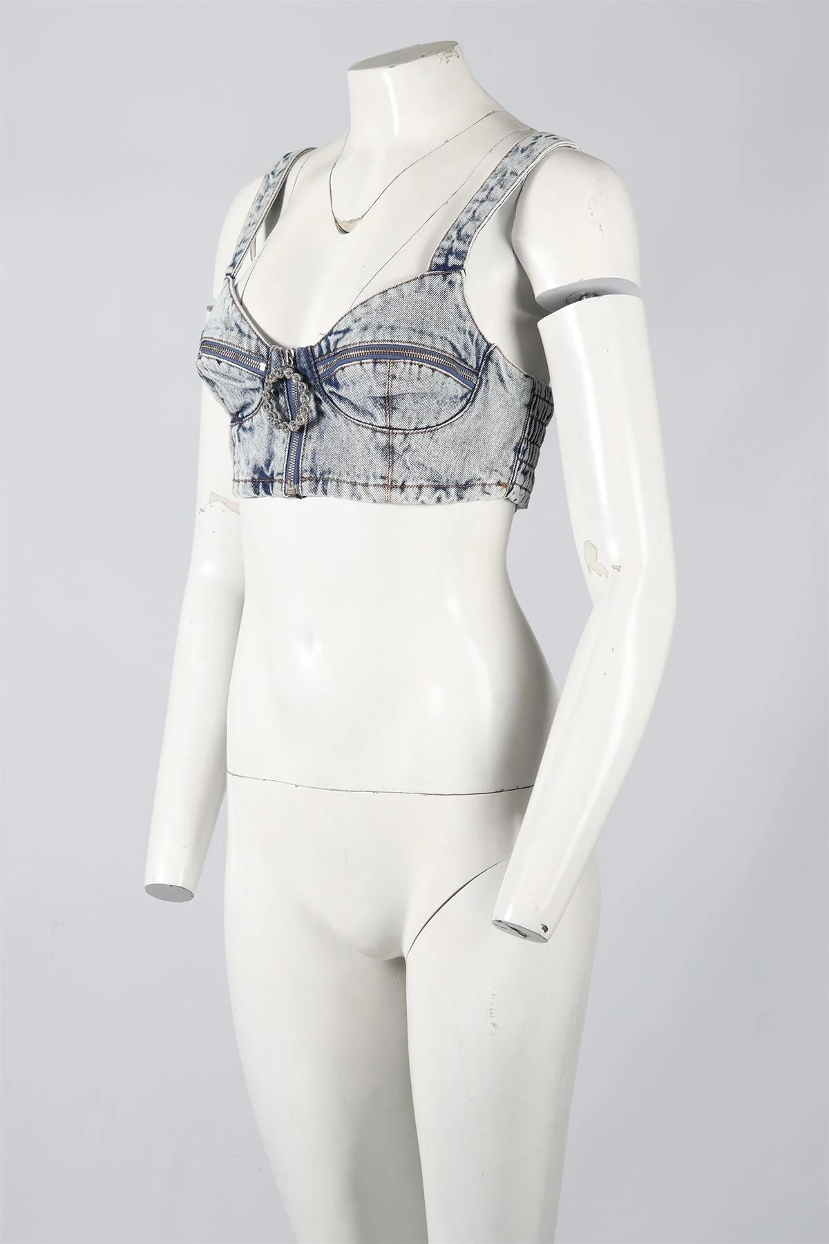 ALESSANDRA RICH CROPPED DENIM TOP IT 42 UK 10 - Image 3