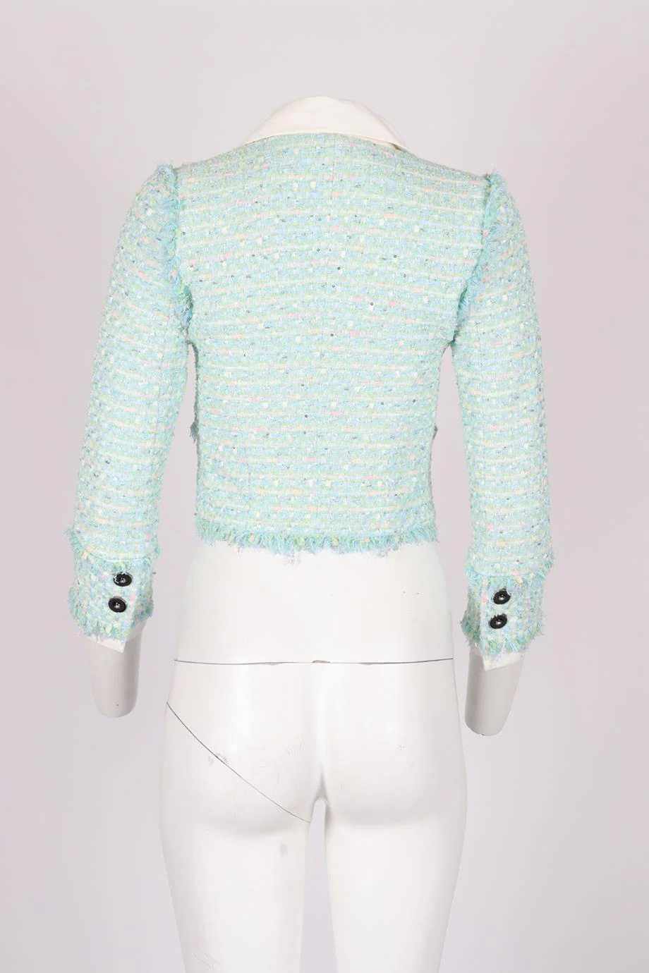 ALESSANDRA RICH CROPPED TWEED COTTON BLEND BLAZER IT 38 UK 6 - Image 4