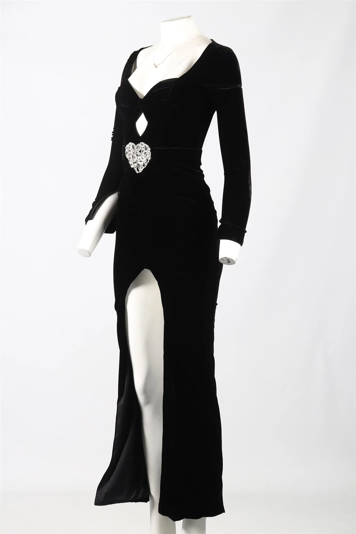 ALESSANDRA RICH CRYSTAL AND VELVET MAXI DRESS IT 38 UK 6 - Image 3