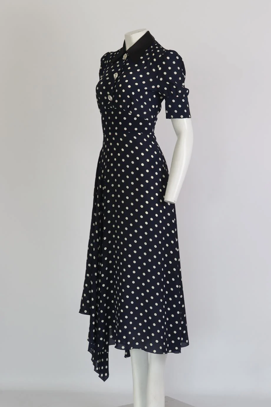 ALESSANDRA RICH CRYSTAL EMBELLISHED POLKA DOT SILK MAXI DRESS IT 42 UK 10 - Image 3