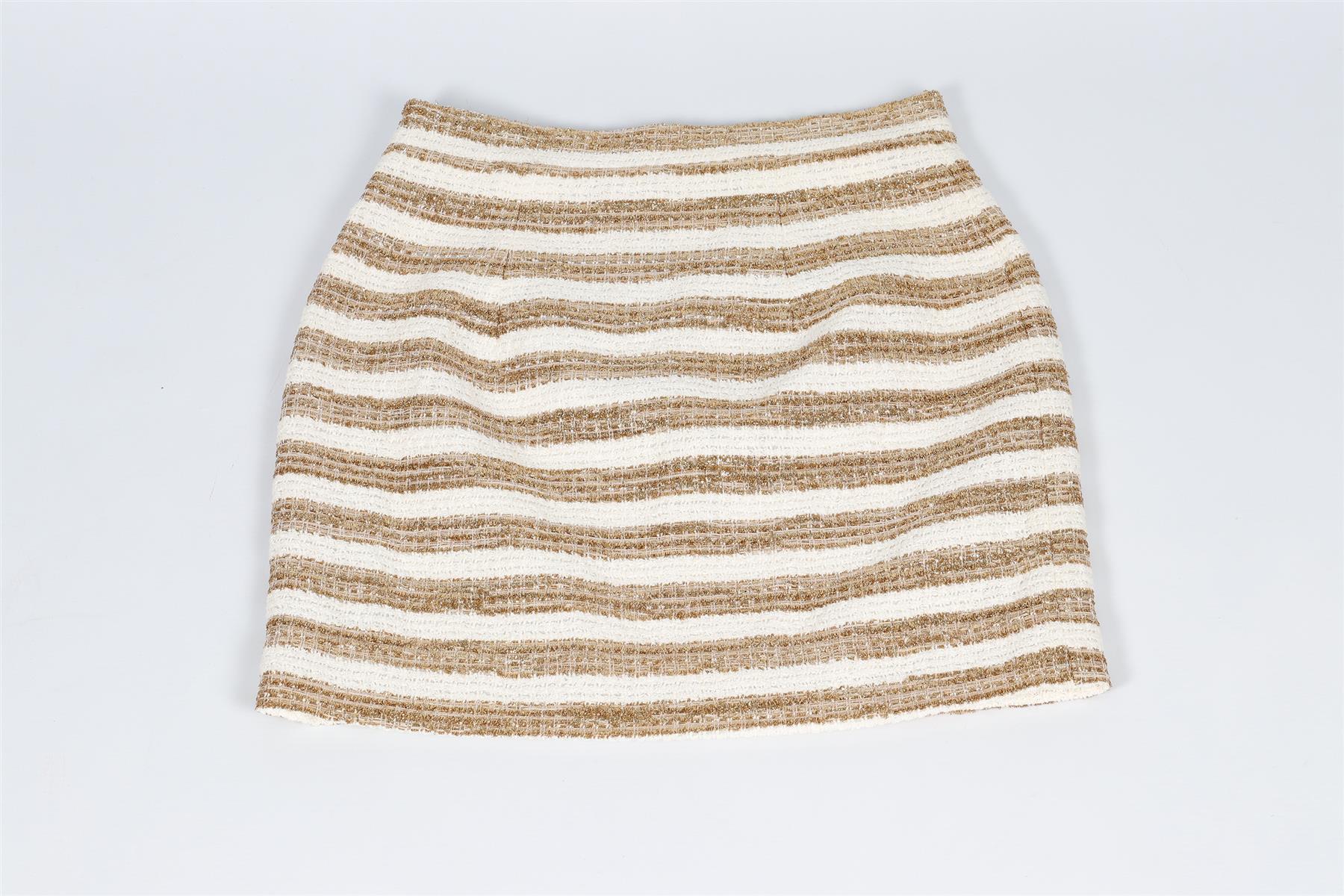 ALESSANDRA RICH GOLD AND WHITE COTTON MINI SKIRT IT 38 UK 6 - Image 4