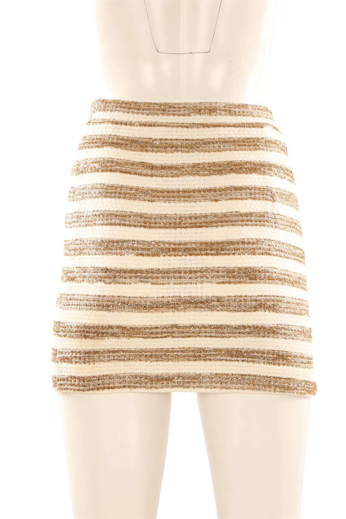 ALESSANDRA RICH GOLD COTTON MINI SKIRT IT 38 UK 6 - Image 4