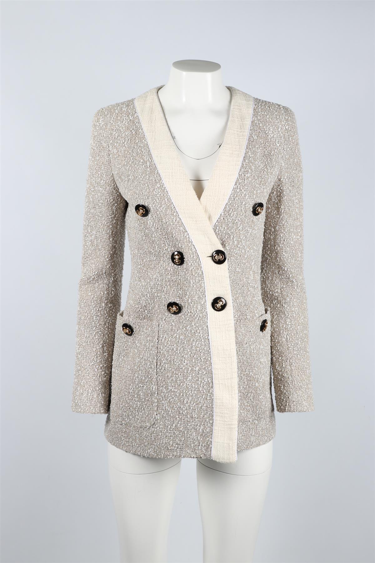ALESSANDRA RICH MULTICOLOURED TWEED COTTON BLEND BLAZER IT 38 UK 6 - Image 2