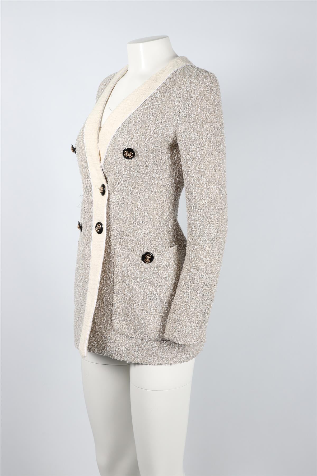ALESSANDRA RICH MULTICOLOURED TWEED COTTON BLEND BLAZER IT 38 UK 6 - Image 3