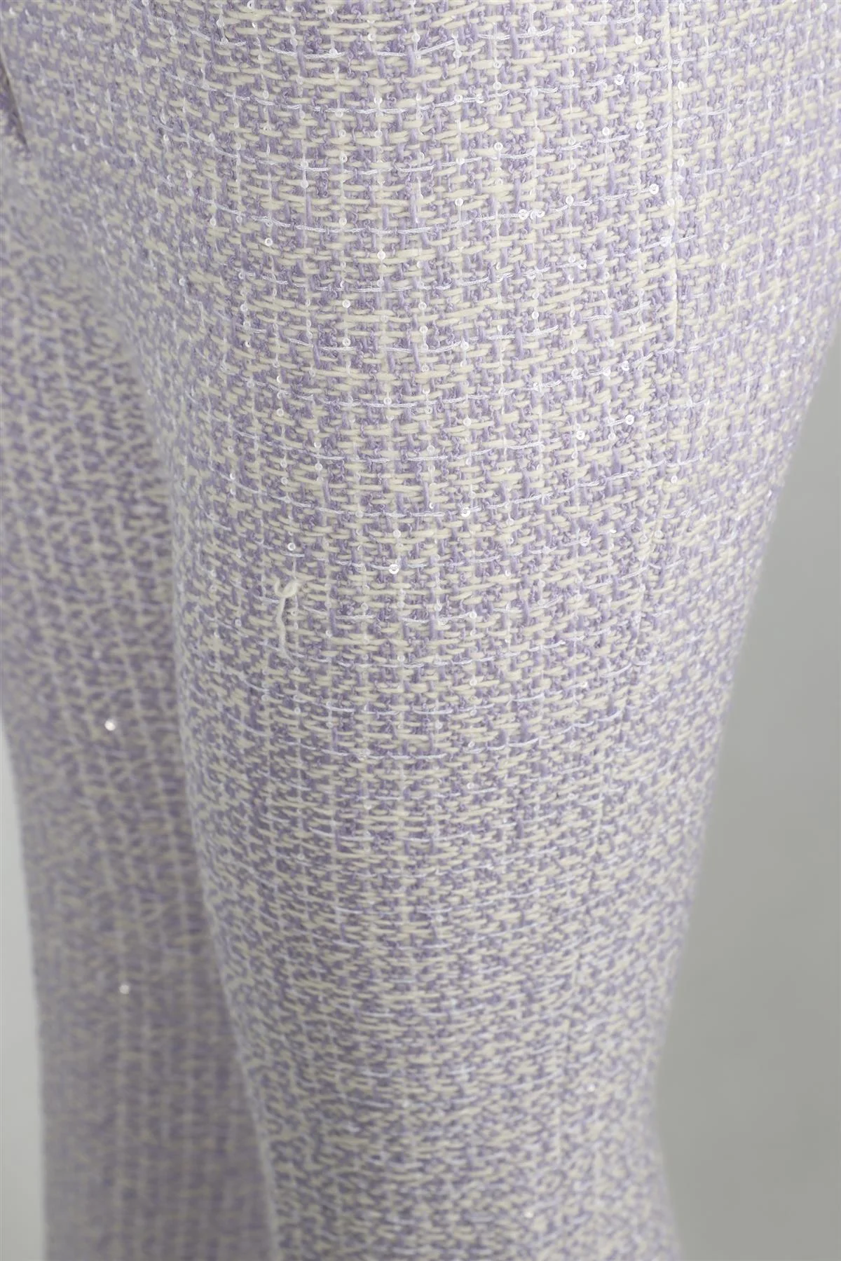 ALESSANDRA RICH PURPLE TWEED FLARED PANTS IT 38 UK 6 - Image 5