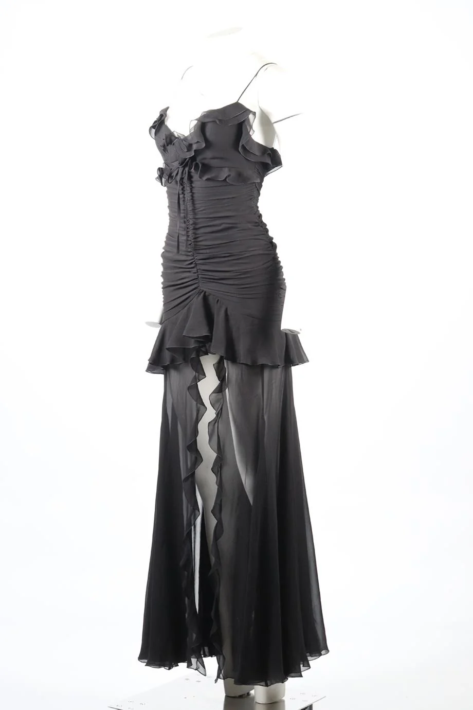 ALESSANDRA RICH RUFFLED SILK MAXI DRESS UK 6 - Image 3