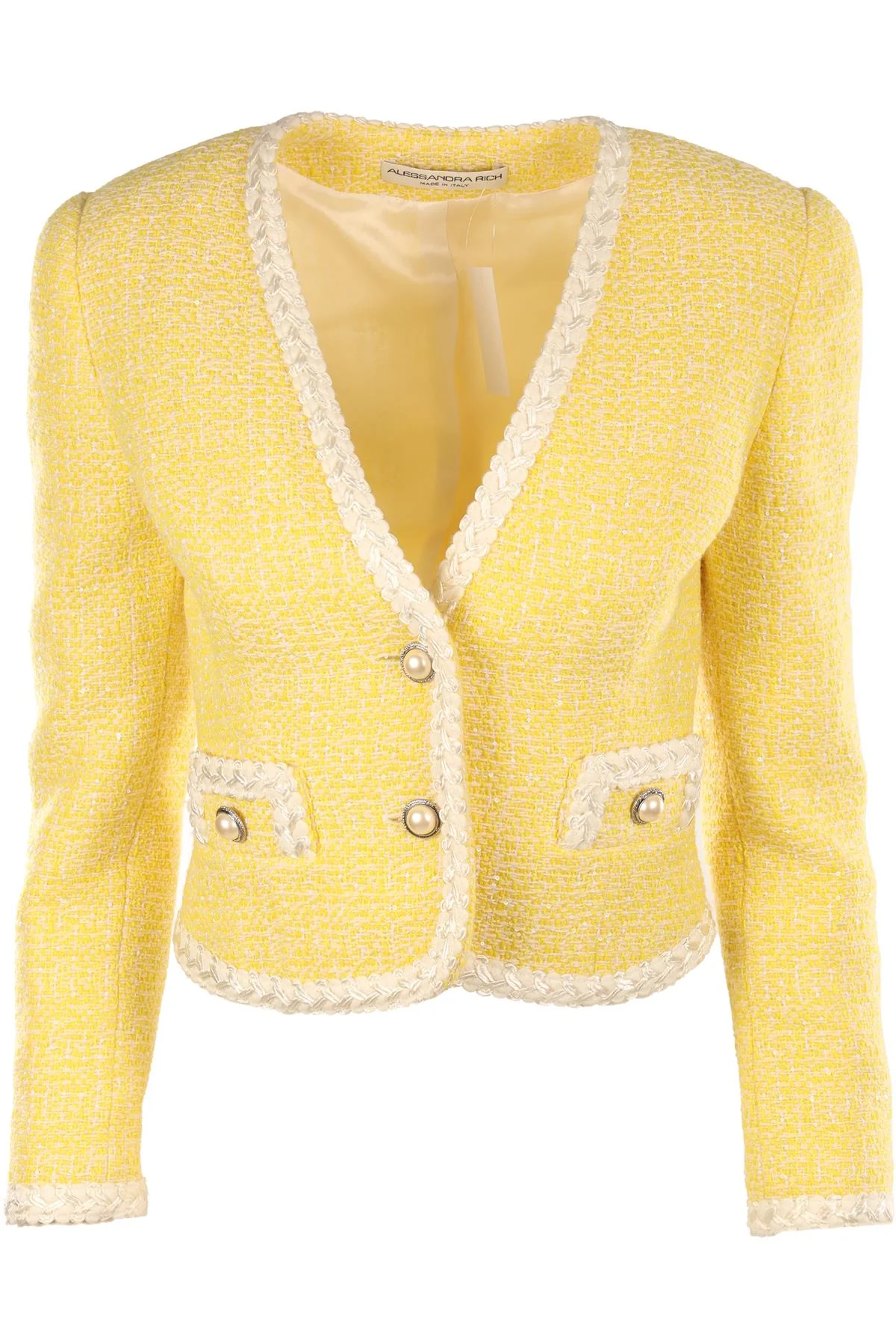 ALESSANDRA RICH YELLOW TWEED JACKET IT 40 UK 8