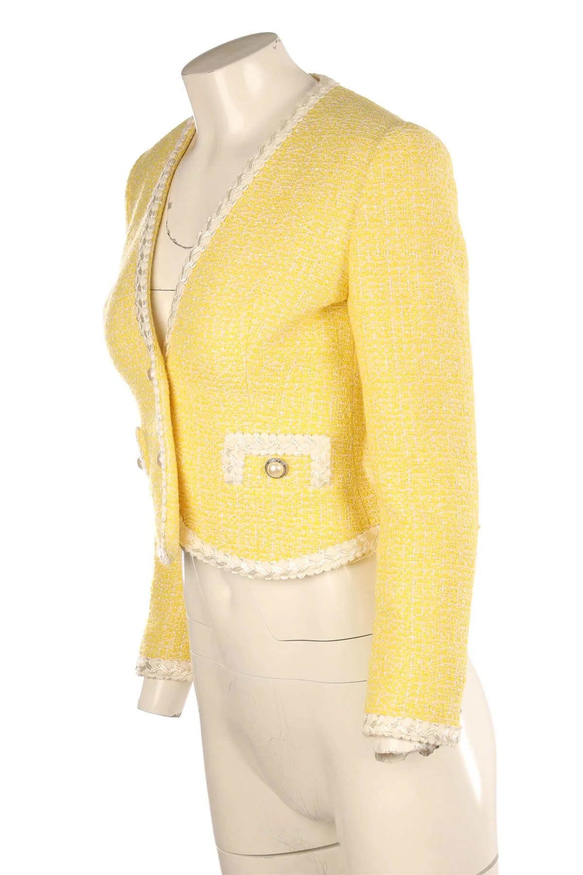 ALESSANDRA RICH YELLOW TWEED JACKET IT 40 UK 8 - Image 3