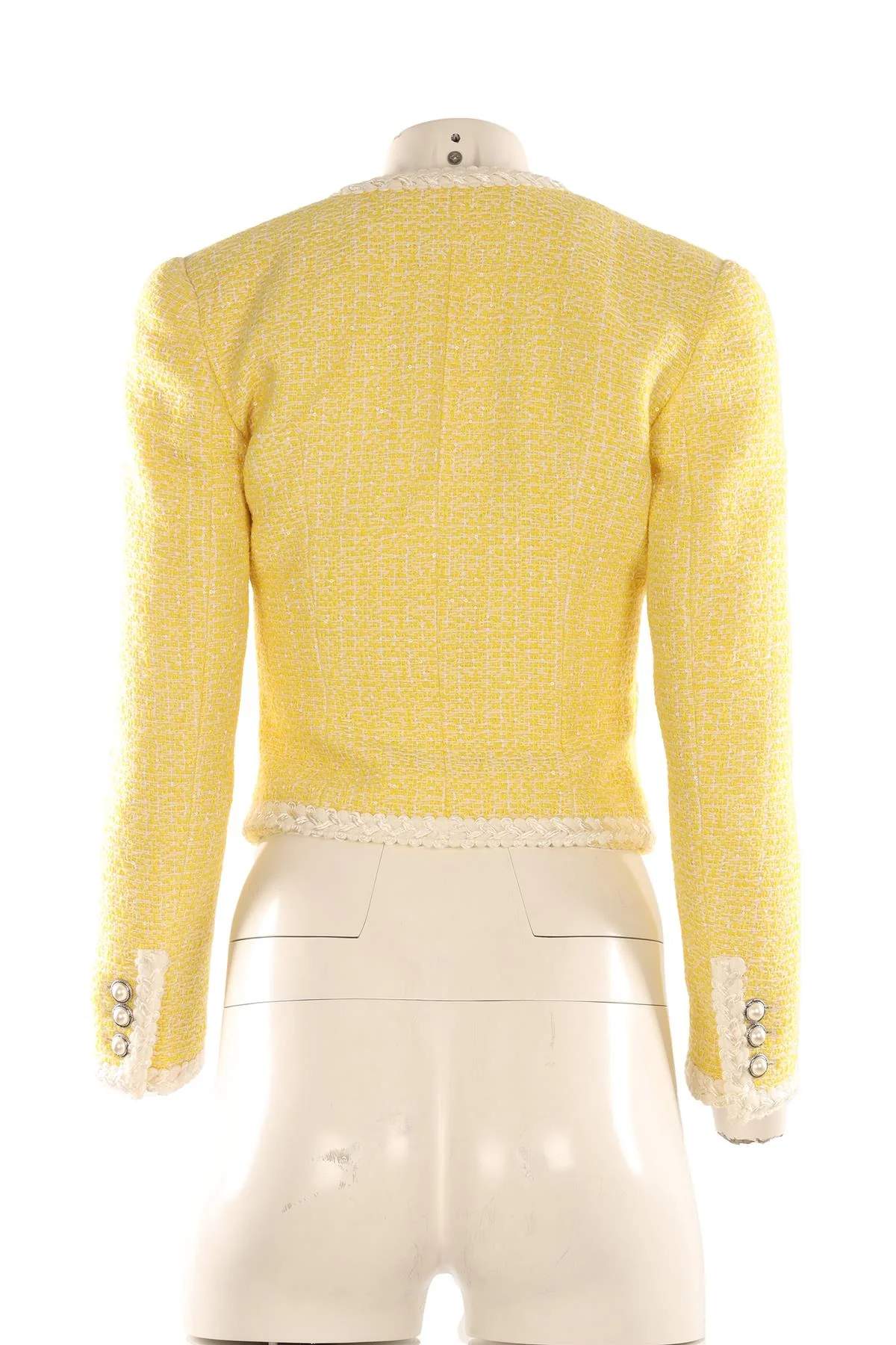 ALESSANDRA RICH YELLOW TWEED JACKET IT 40 UK 8 - Image 4
