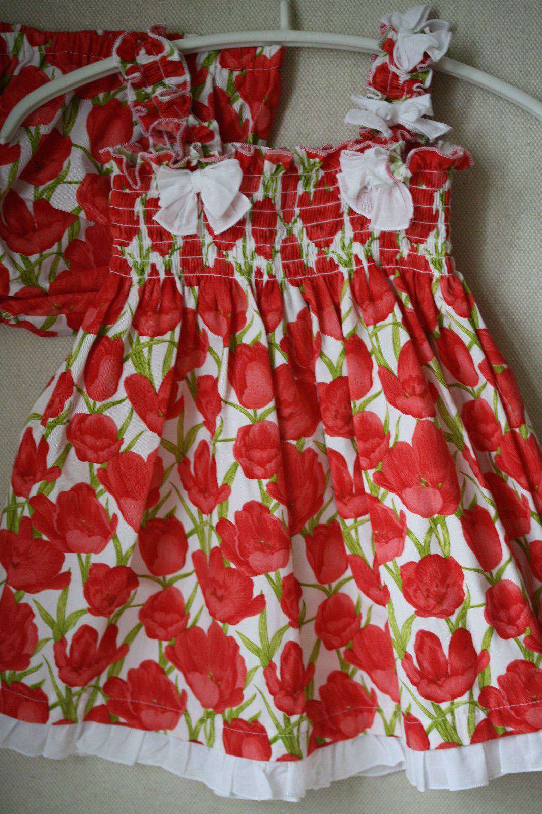 ALETTA BABY RED FLORAL DRESS AND BLOOMERS 18 MONTHS - Image 2