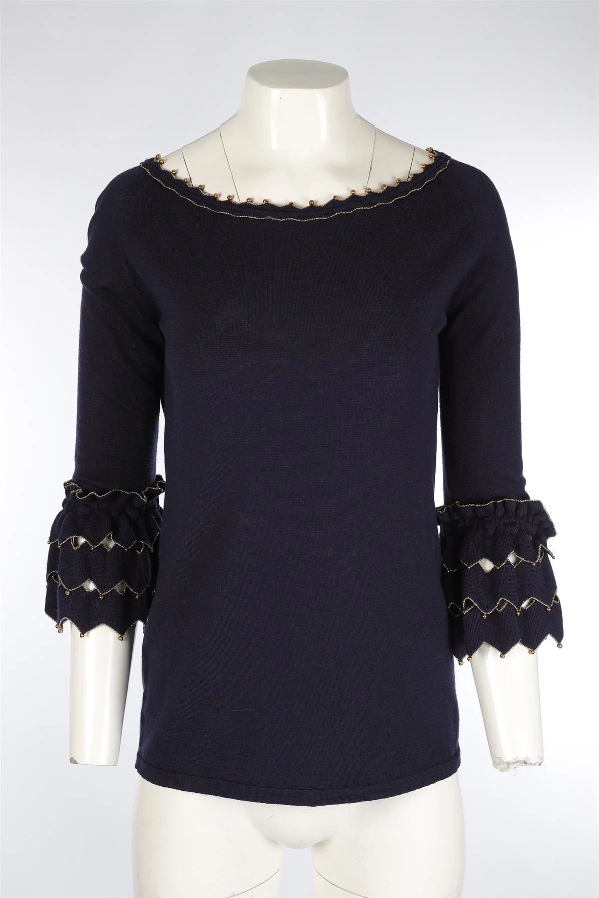 ALEX GORE BROWNE NAVY WOOL SWEATER MEDIUM - Image 2