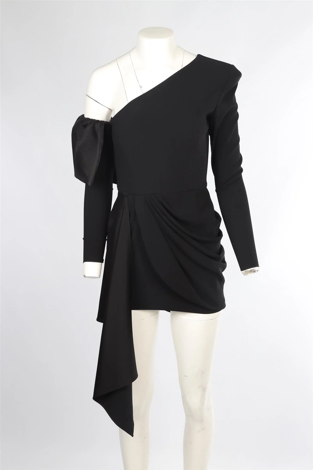 ALEX PERRY BLACK SATIN MINI DRESS UK 6 - Image 2