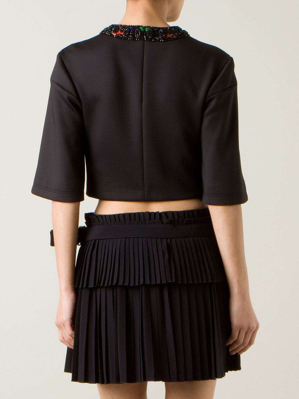 ALEXANDER MCQUEEN BLACK BEADED NECKLINE SCUBA TOP IT 40 UK 8 - Image 8