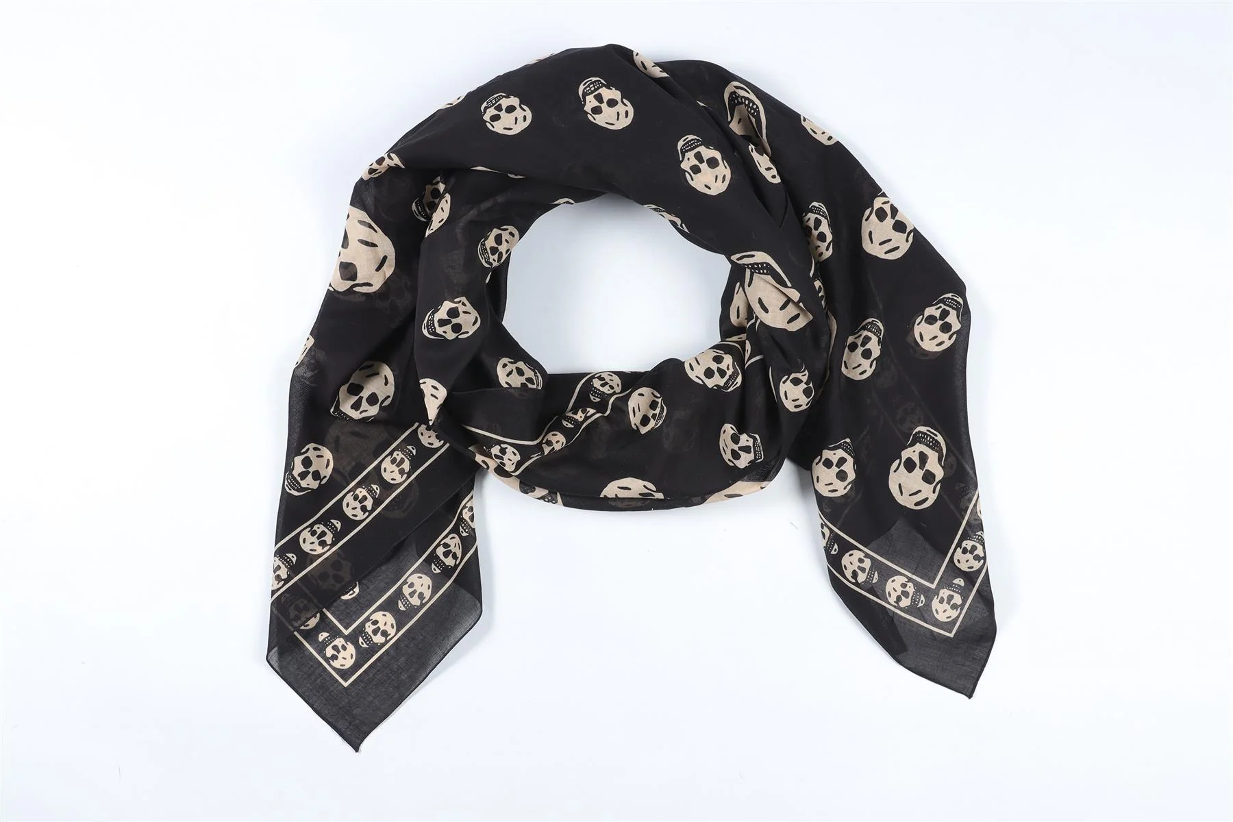 ALEXANDER MCQUEEN BLACK COTTON SCARF - Image 2