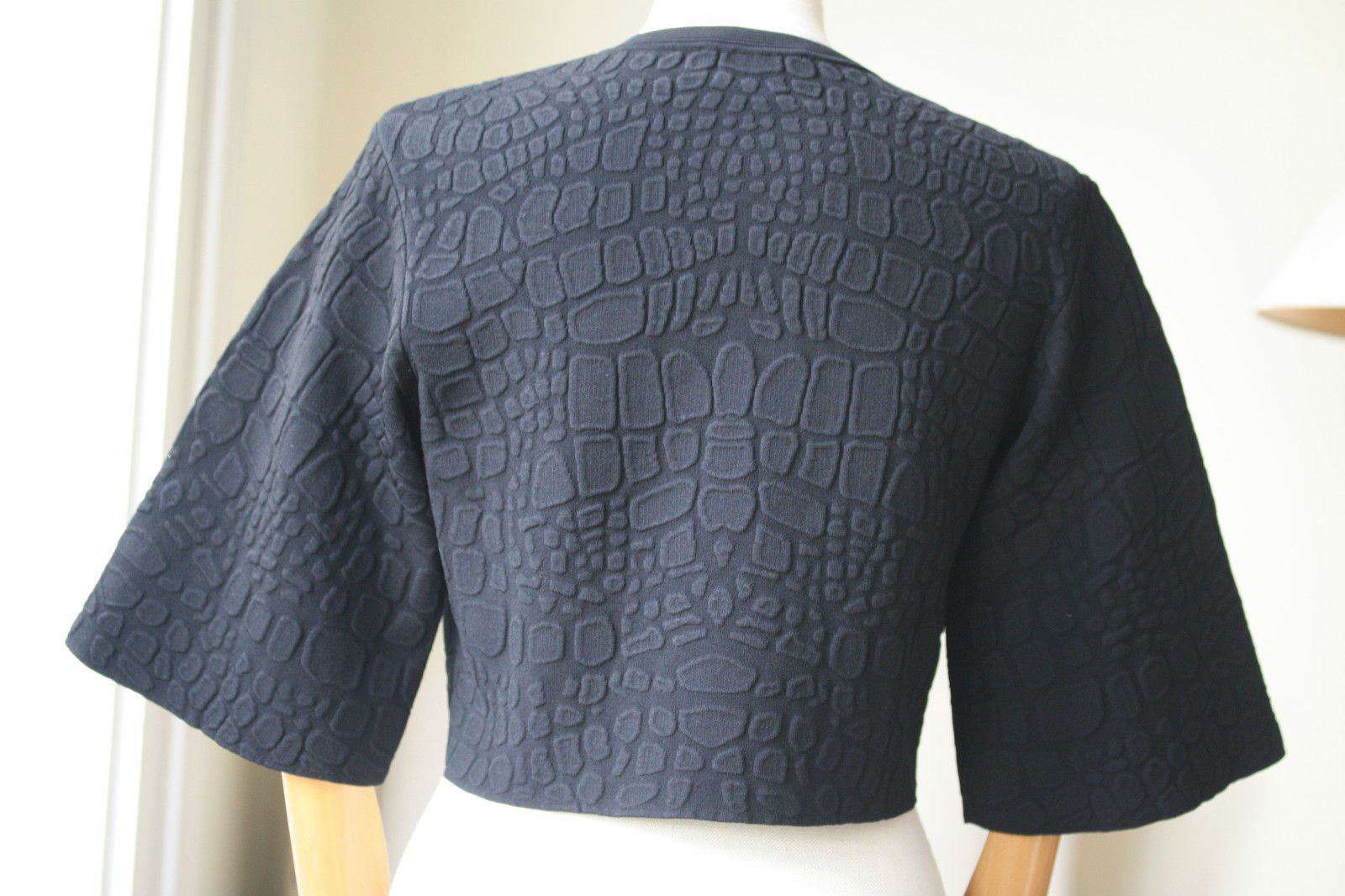ALEXANDER MCQUEEN BLACK CROC EMBOSSED KNIT TOP S - Image 5