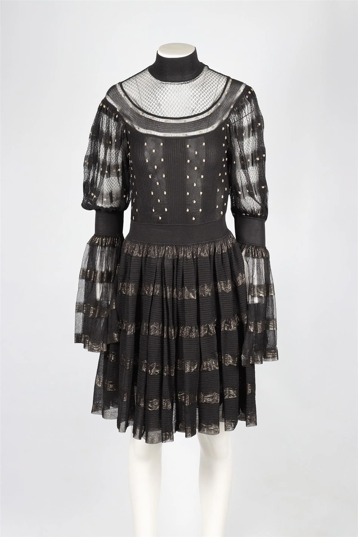 ALEXANDER MCQUEEN BLACK KNIT MINI DRESS MEDIUM - Image 2