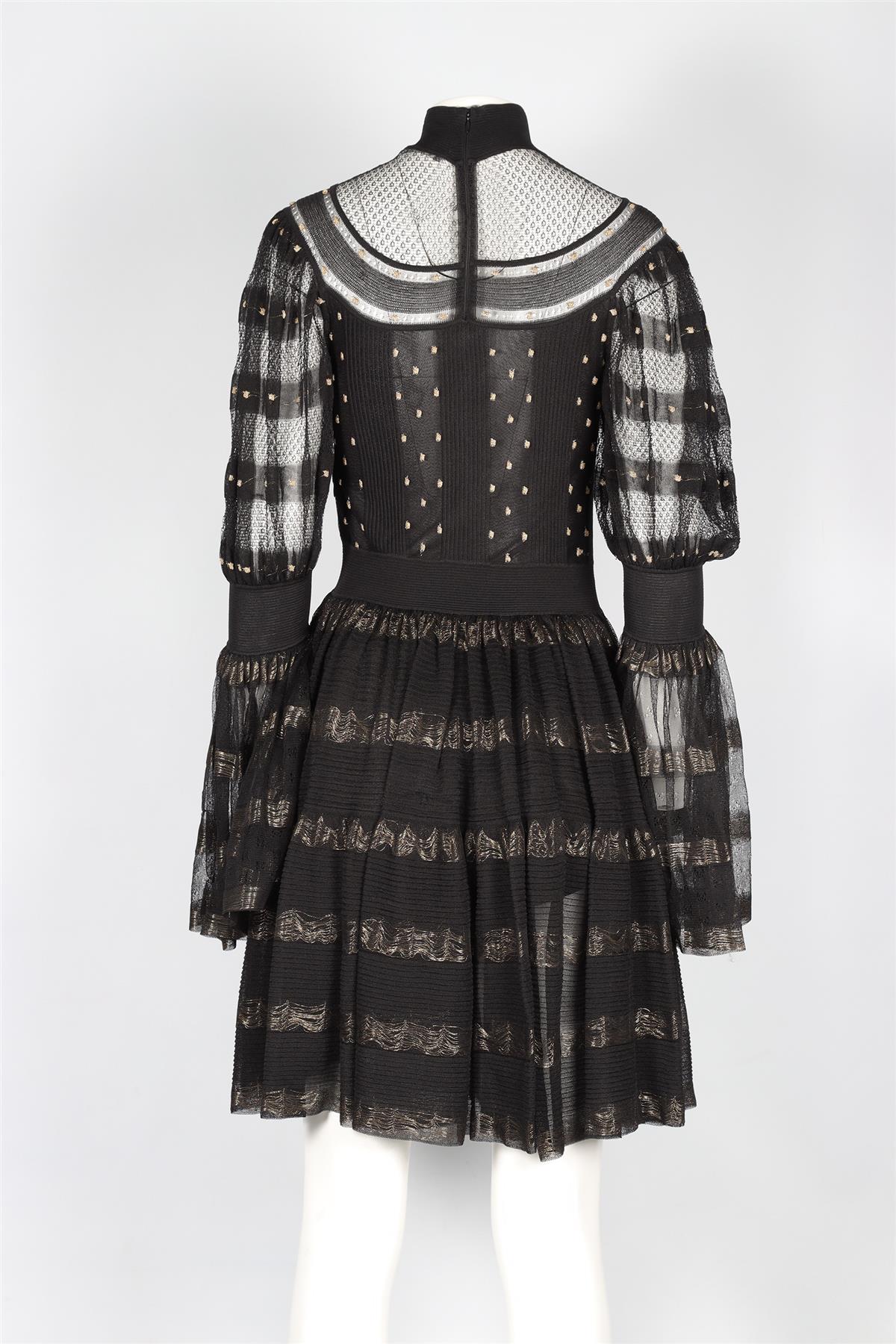 ALEXANDER MCQUEEN BLACK KNIT MINI DRESS MEDIUM - Image 4