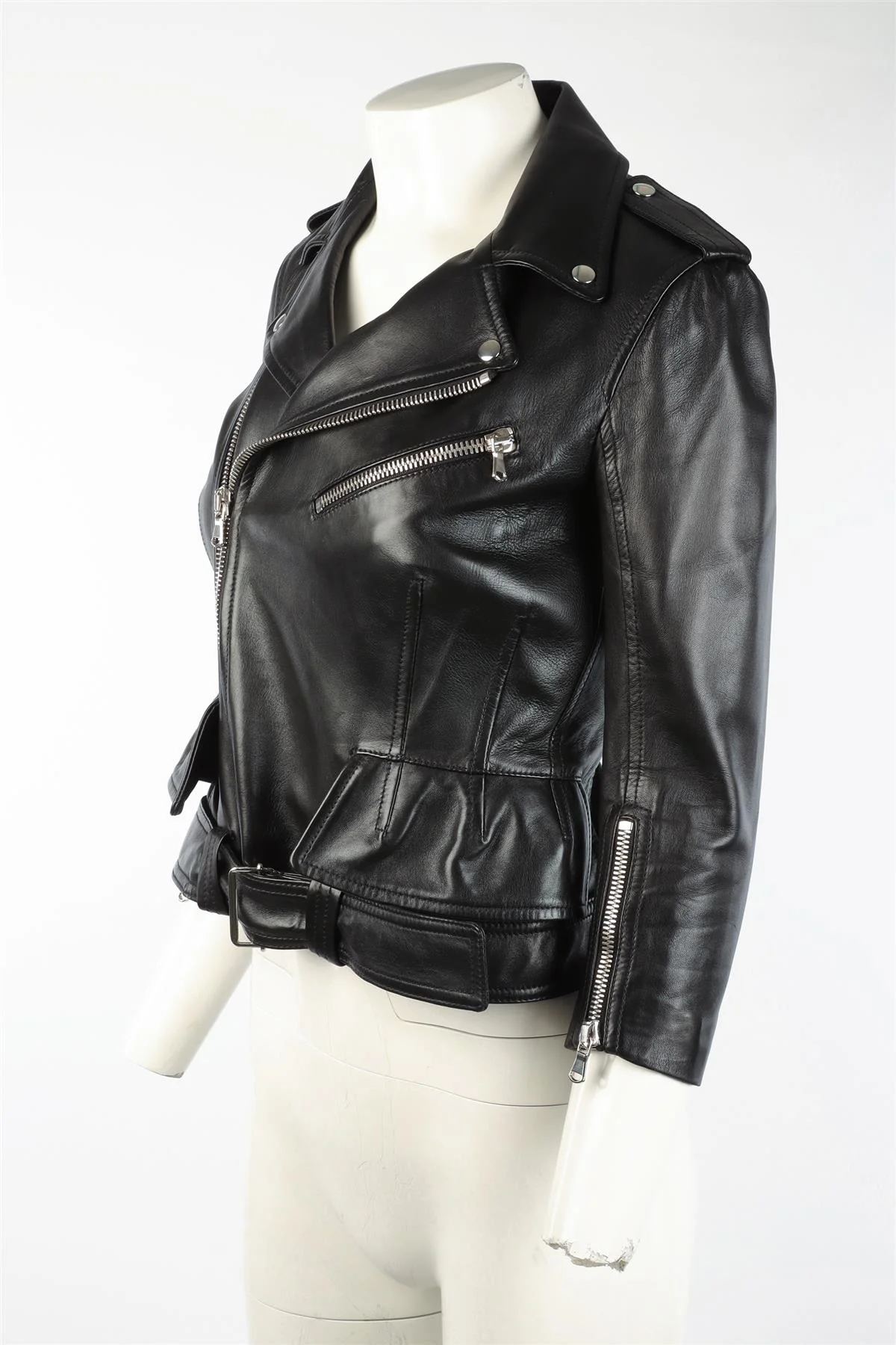 ALEXANDER MCQUEEN BLACK LEATHER JACKET IT 38 UK 6 - Image 3