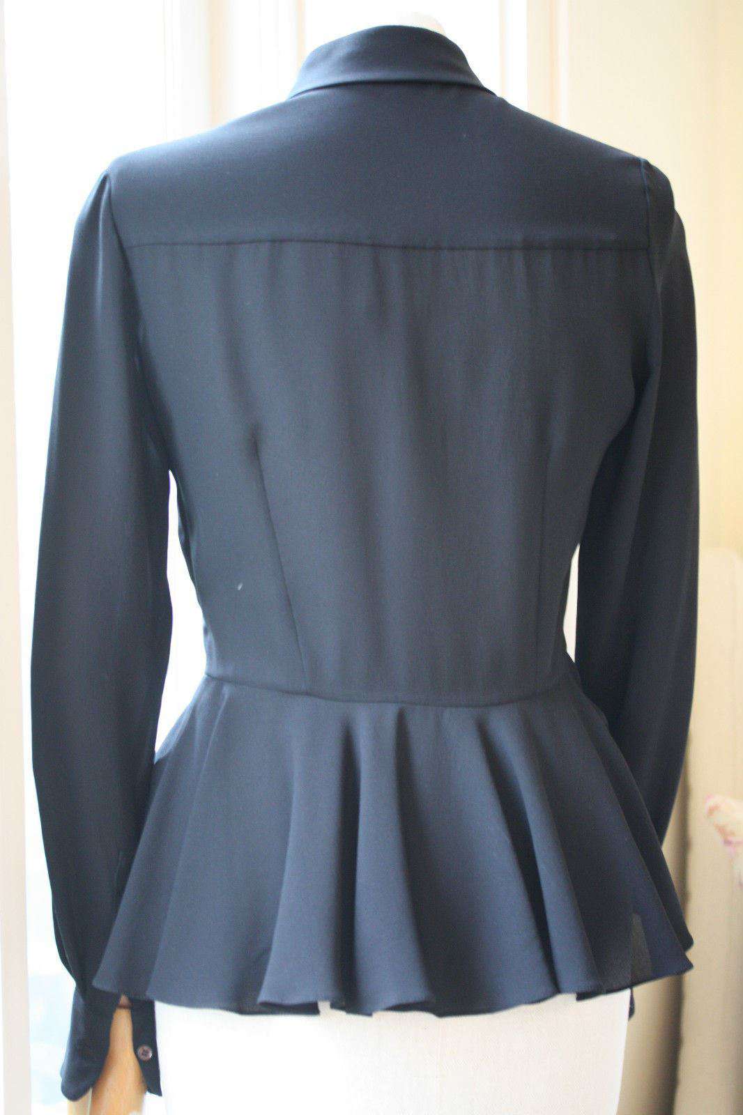 ALEXANDER MCQUEEN BLACK PEPLUM SILK BLOUSE IT 38 UK 6/8 - Image 2