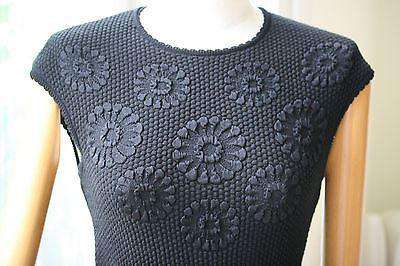 ALEXANDER MCQUEEN BLACK TEXTURED MIDI DRESS MEDIUM - Image 3